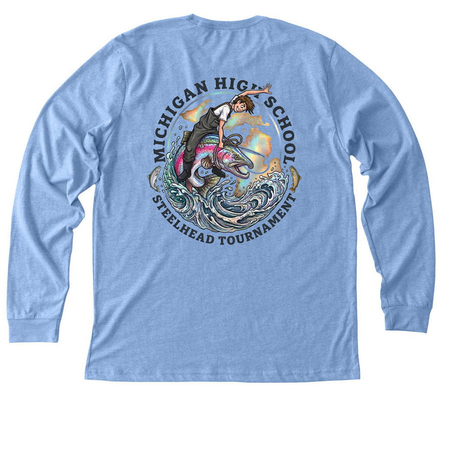 MHSST Logo Front/Back - M, a Heather Carolina Blue Premium Long Sleeve Tee (back-view)