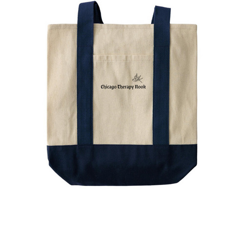 Tote Bag&nbsp;, a Natural/Navy Two-Tone Grocery Tote Bag