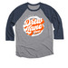 The Groovy Drew, a Vintage Navy and Premium Heather 3/4 Sleeve Baseball Tee