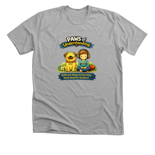 Autism-Paws of Understanding, a Athletic Heather Premium Unisex Tee