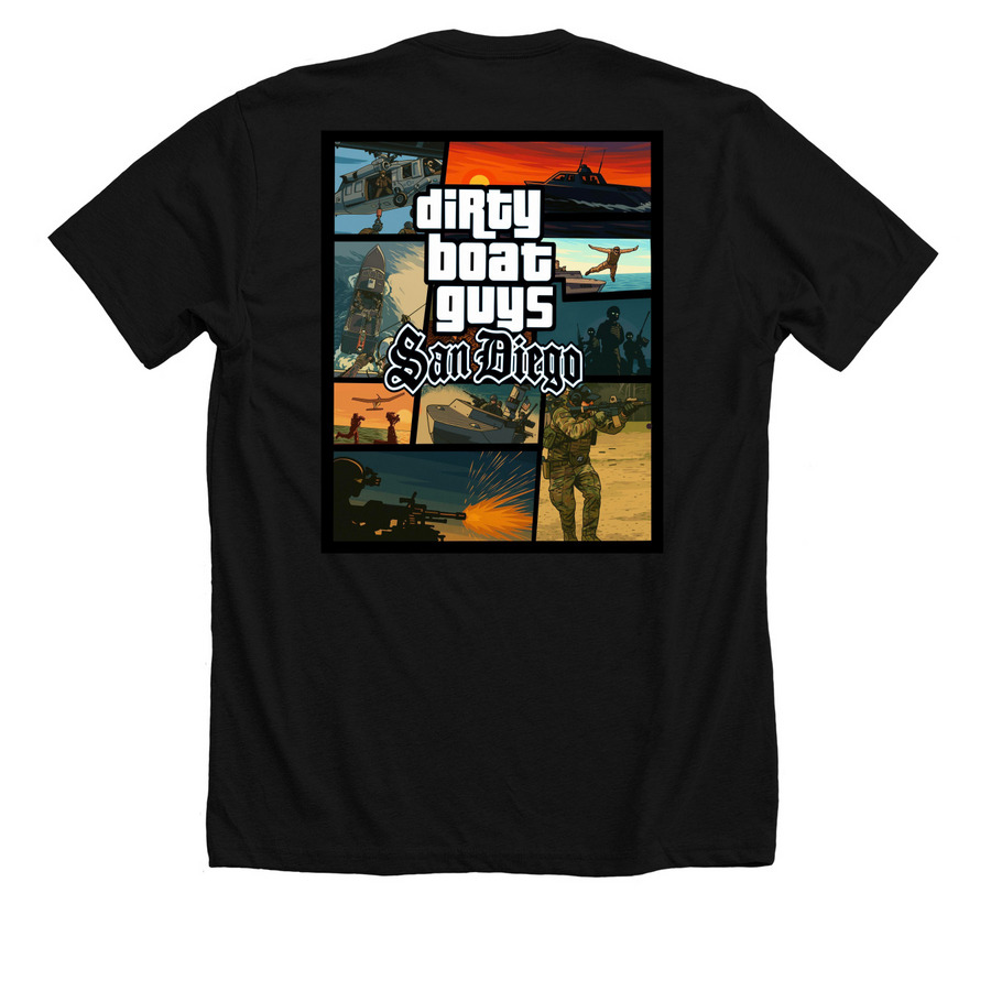DBG San Diego (Andreas)&nbsp;, a Solid Black Blend Premium Unisex Tee (back-view)