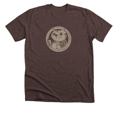 Coffee Cat Is Judging You, a Heather Brown Premium Unisex Tee