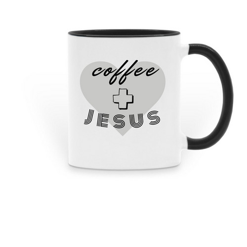 Coffee & Jesus Mug, a Black Two-Tone Ceramic Mug