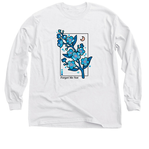 "Forget Me Not" Collection (White), a White Classic Long Sleeve Tee