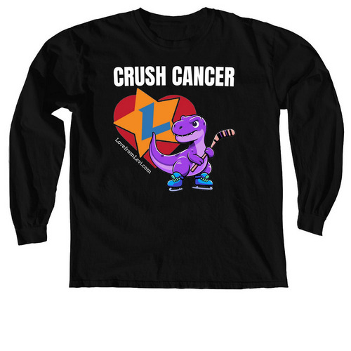 Crush Cancer Hockey Style, a Black Comfort Colors Long Sleeve Tee