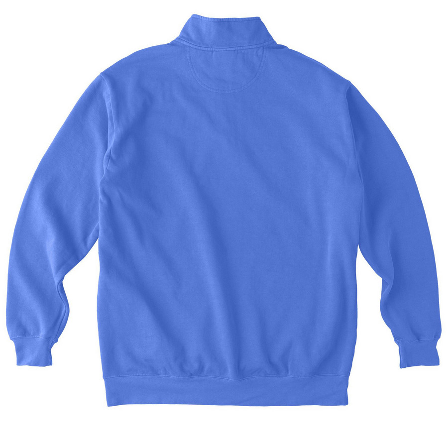 Pocket Logo Pullover, a Flo Blue Comfort Colors Quarter Zip Pullover (back-view)