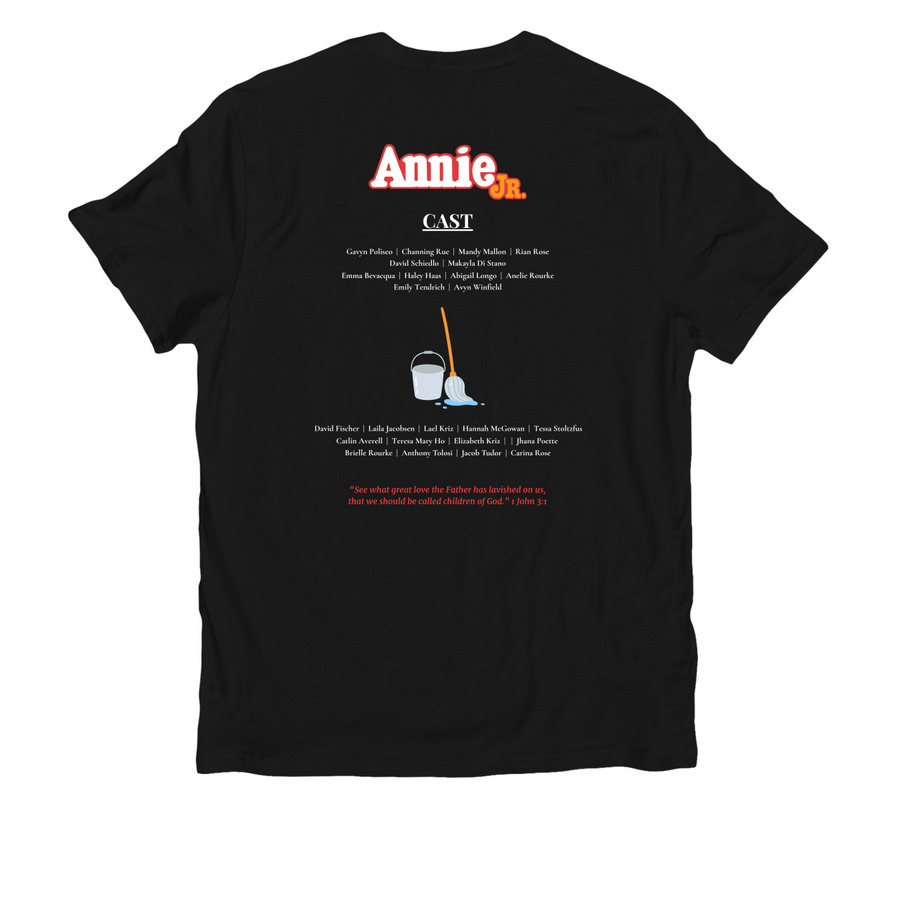 Annie Jr - Cast, a Deep Black Allmade Organic Cotton Unisex Tee (back-view)