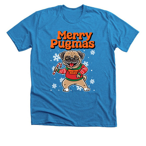 Merry Pugmas 2023, a Neon Blue Premium Unisex Tee