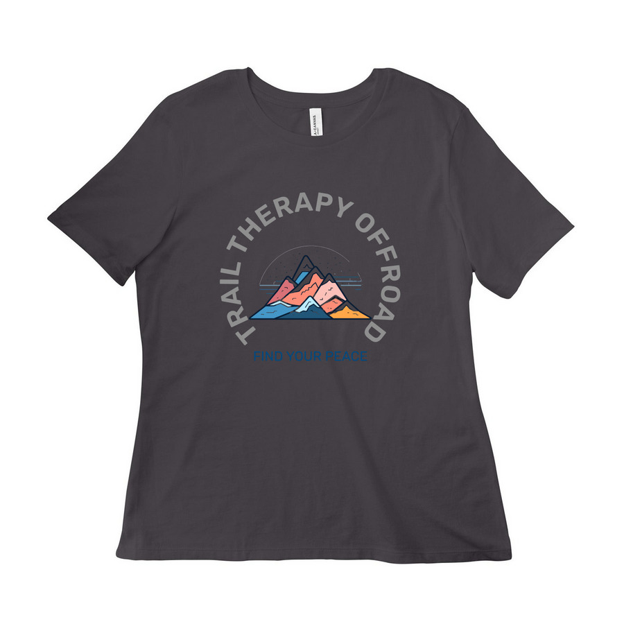 Trail Therapy Peace Found, a Dark Grey Women?s Relaxed Cotton Tee