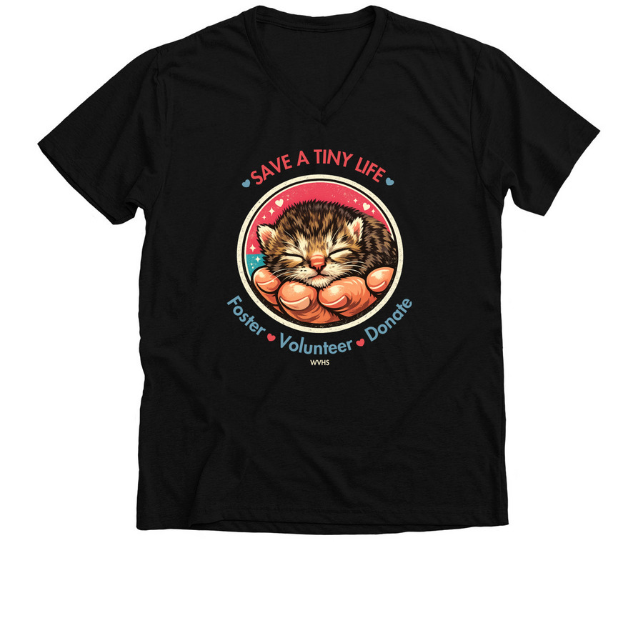 Save A Tiny Life, a Solid Black Blend Premium V-Neck Tee
