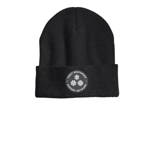 FRSN Beanies - Gray Logo, a Heather Charcoal Printed Cuffed Beanie