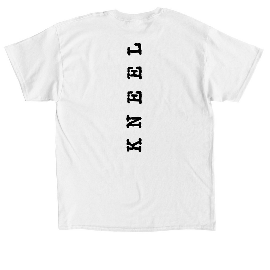 KNEEL Boots, a White Classic Unisex Tee (back-view)