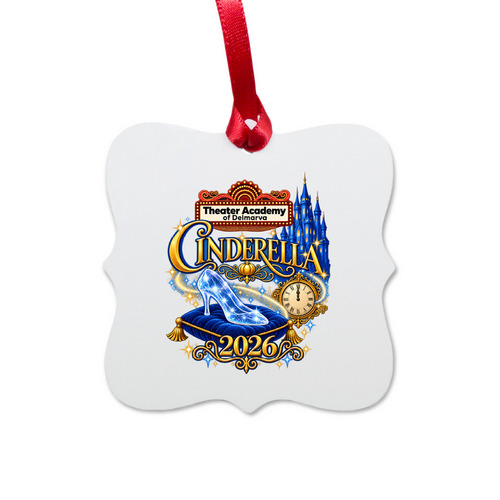 Cinderella Ornament, a White Aluminum Square Ornament