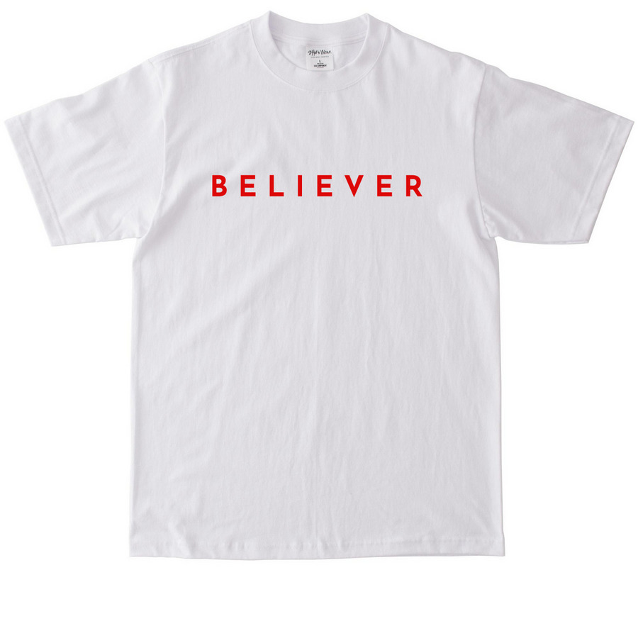 BELIEVER, a White Max Heavyweight Tee