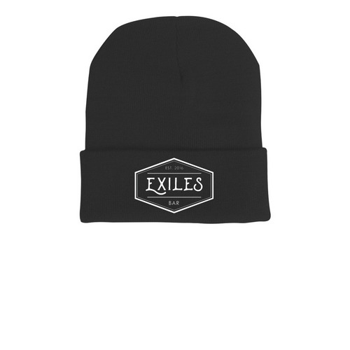 Exiles Beanies, a Black Printed Cuffed Beanie