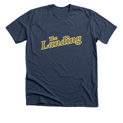 The Landing, a Heather Navy Premium Unisex Tee