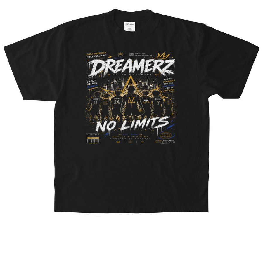 DREAMERZ?: NO LIMITS, a Black Heavyweight Garment Dye Tee