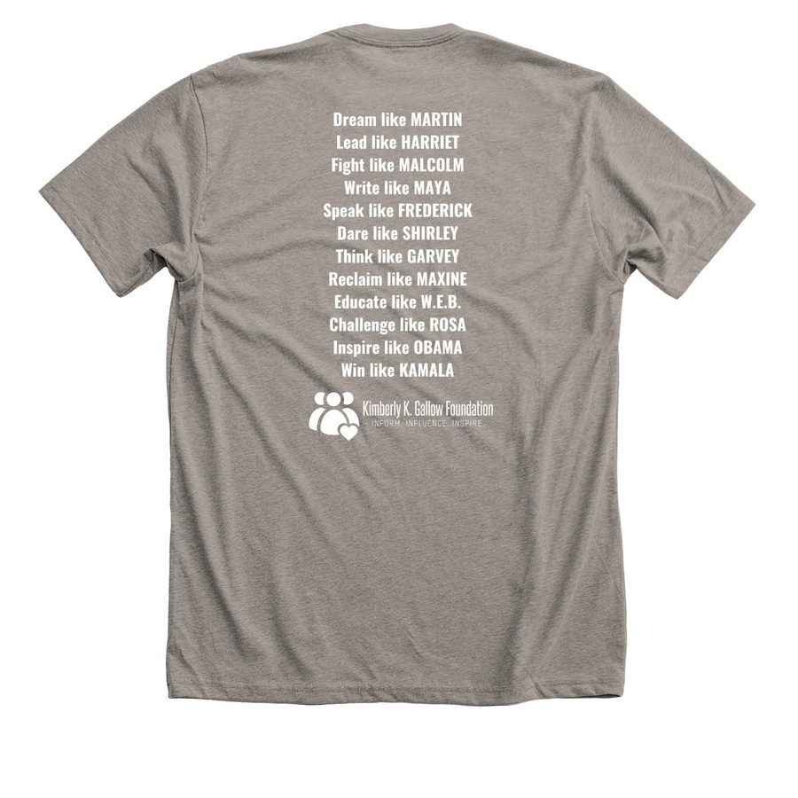 The KKG Foundation - Black History, a Heather Stone Premium Unisex Tee (back-view)