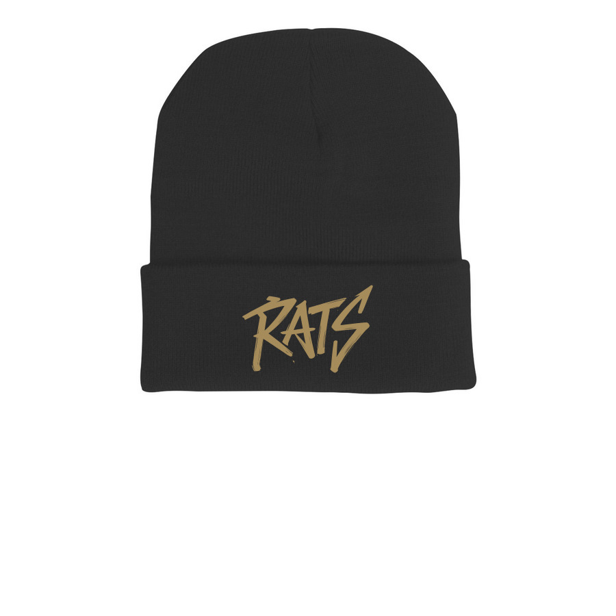 Beanie, a Black Printed Cuffed Beanie