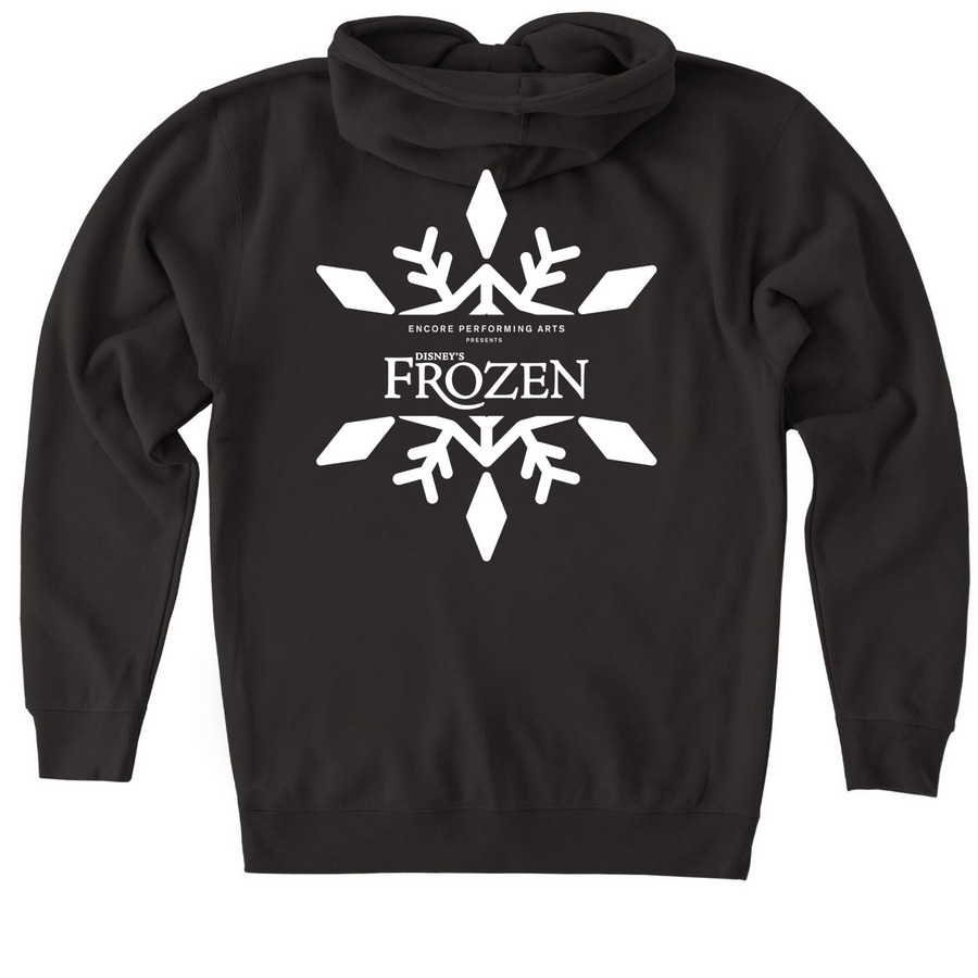 Frozen - Zip Up Jackets - White Snowflake, a Black Heavyweight Zip Up Hoodie (back-view)