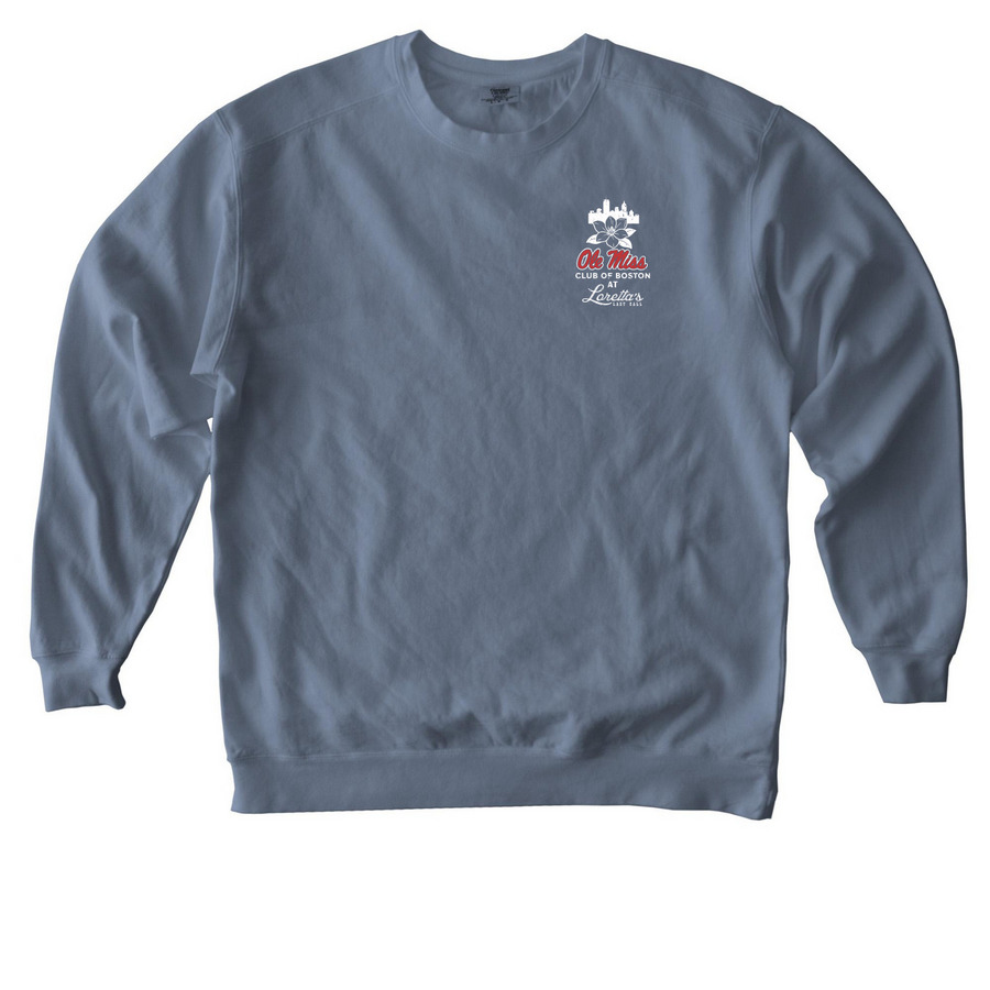Ole Miss Club of Boston x Loretta's - Blue, a Blue Jean Comfort Colors Crewneck Sweatshirt