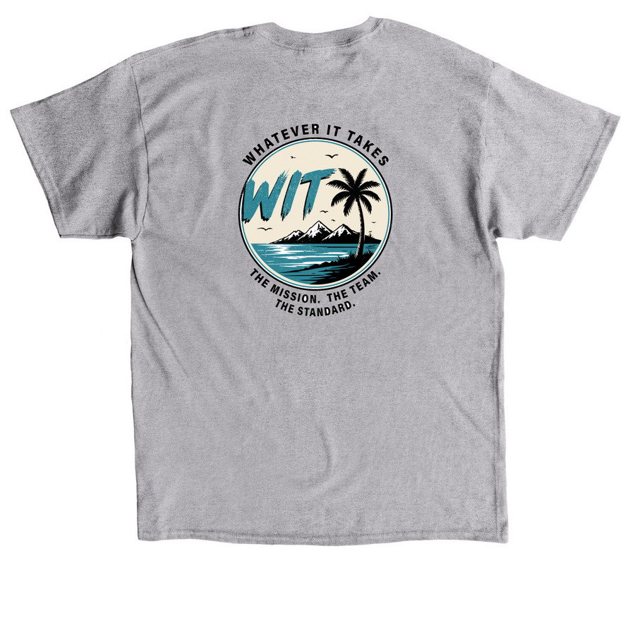 WIT Mission Tshirt, a Sport Grey Classic Unisex Tee (back-view)
