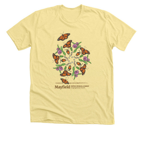 Mayfield Monarch Mandala, a Heather Yellow Gold Premium Unisex Tee