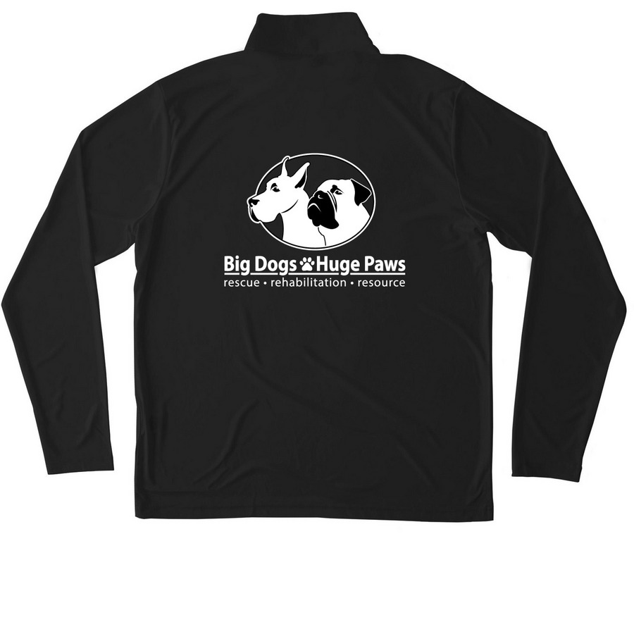 Big Dogs Huge Paws Hug a Dog Quarter Zip, a Black Unisex Performance Quarter Zip Pullover (back-view)
