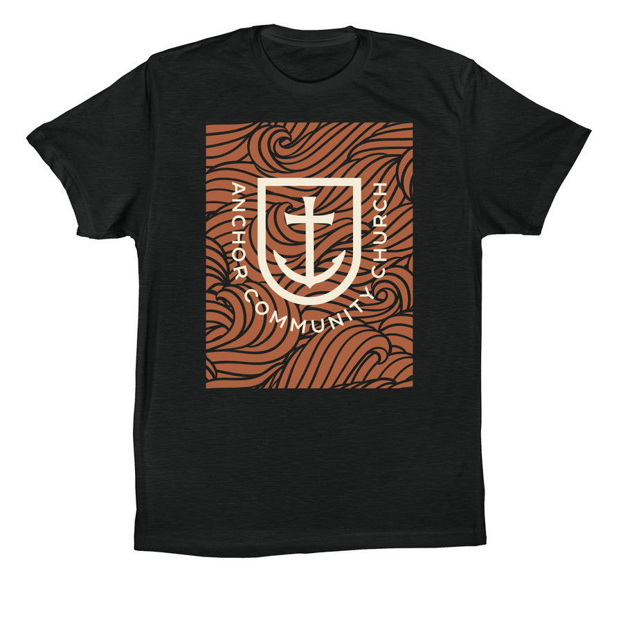 "Waves" Maroon T-Shirt, a Vintage Black Premium Cotton Tee