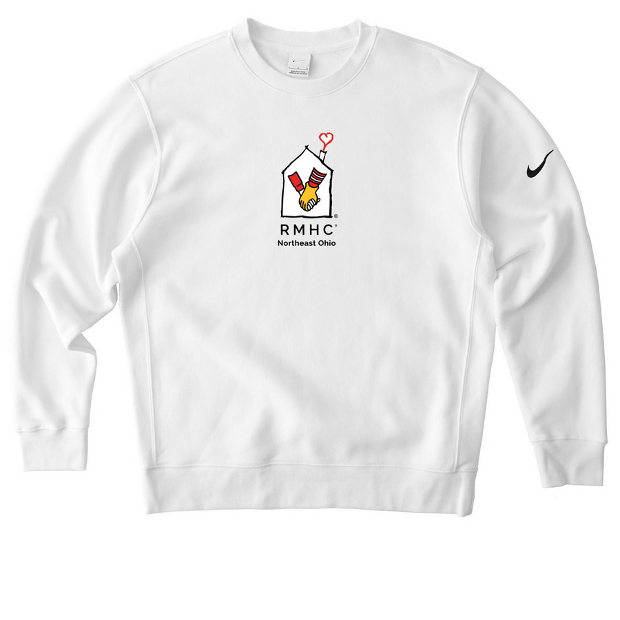 Nike Apparel (White), a White Nike Club Fleece Crewneck Sweatshirt