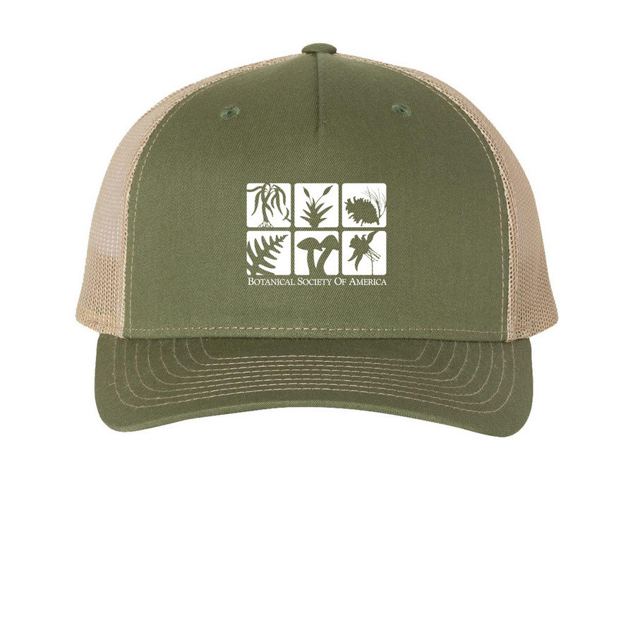 BSA Hats and Caps, a Army Olive Green/ Tan Printed Five-Panel Trucker Cap