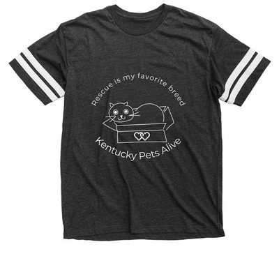 Merchandise that saves lives, a Vintage Smoke / White Football Jersey Tee