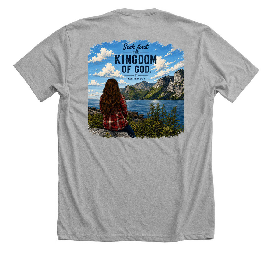 The order, a Athletic Heather Premium Unisex Tee (back-view)