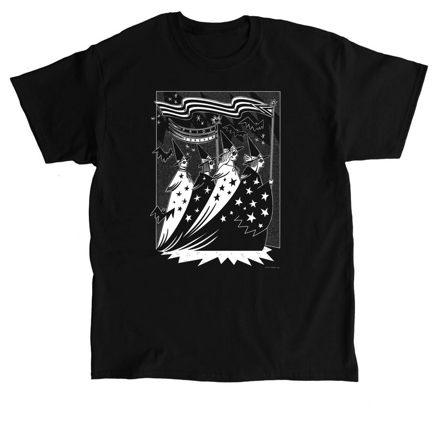 PRIDE FOREVER III (white design on front), a Black Classic Unisex Tee