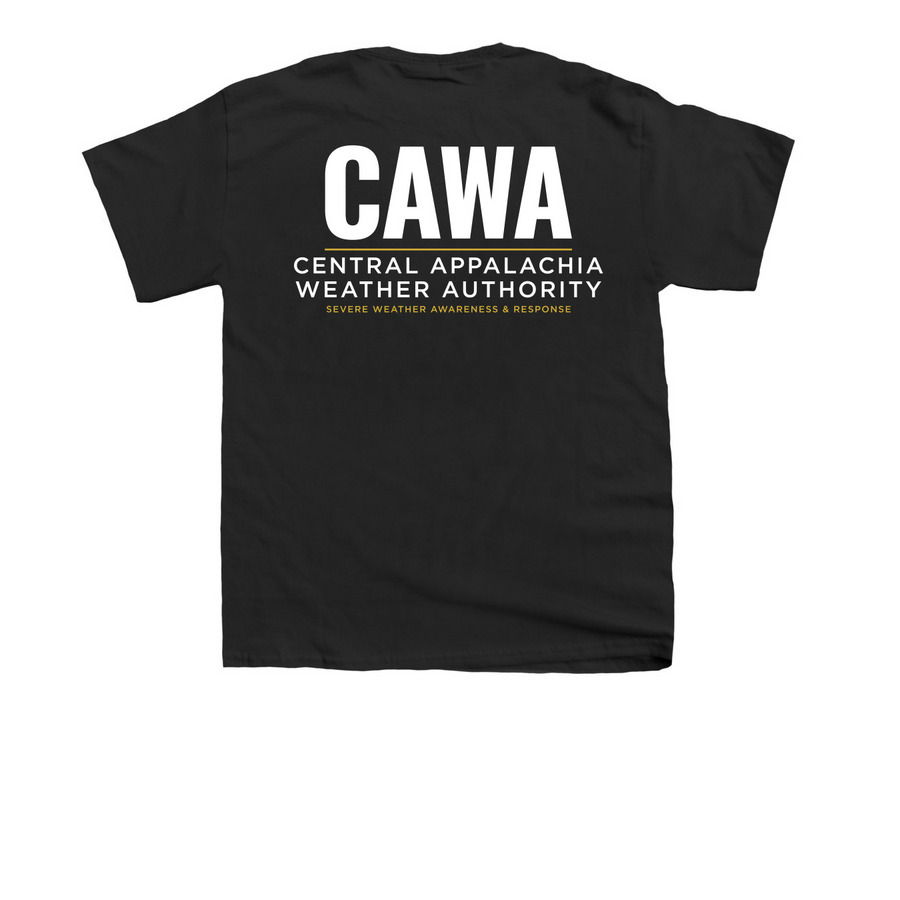 Storm Ready Appalachia, a Black Youth Unisex Tee (back-view)