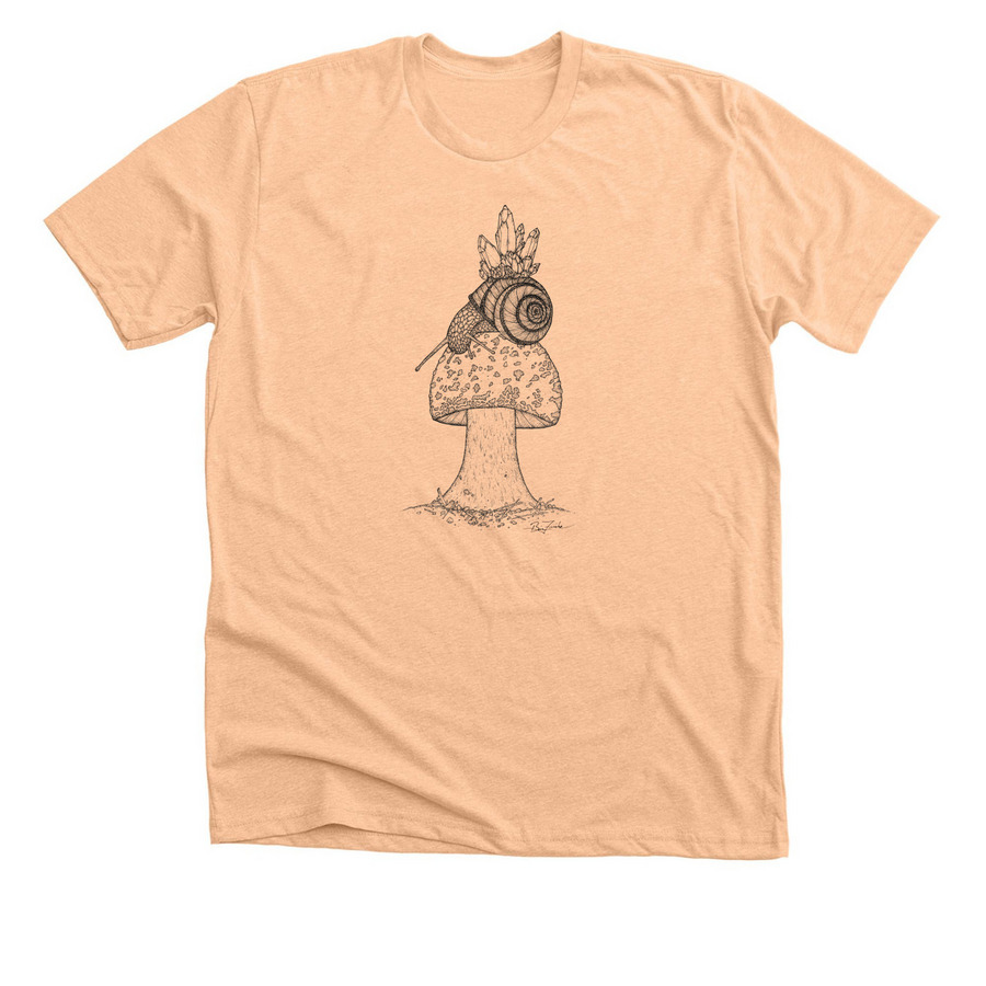 Mushroom Snail, a Heather Peach Premium Unisex Tee