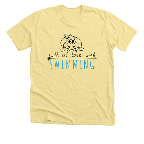Fall in Love with Swimming, a Heather Yellow Gold Premium Unisex Tee