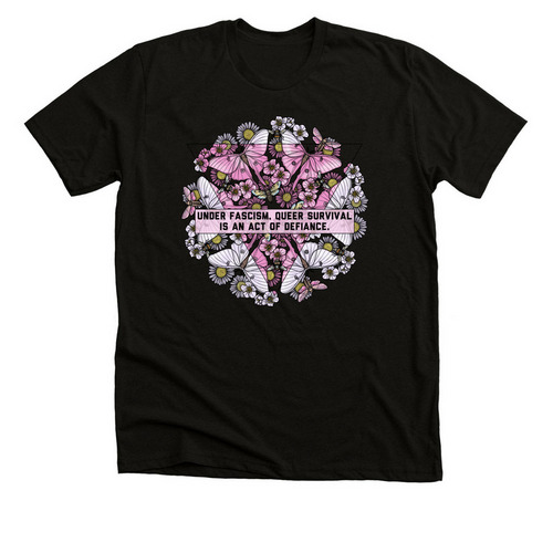Queer Survival Is Defiance, a Solid Black Blend Premium Unisex Tee