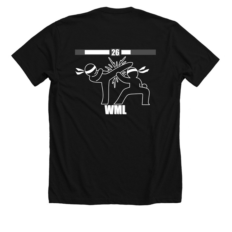 WML Tops Customz, a Solid Black Blend Premium Unisex Tee (back-view)