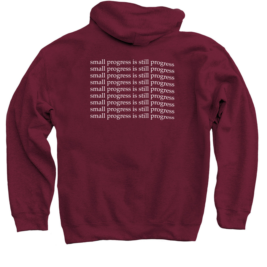 Small Progress., a Maroon Pullover Hoodie (back-view)