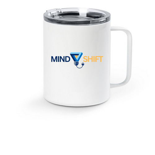 Mind Shift Travel Mug, a White Stainless Steel Travel Mug