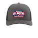 Sliger for Iowa, a Charcoal/ Black Printed Snapback Trucker Cap