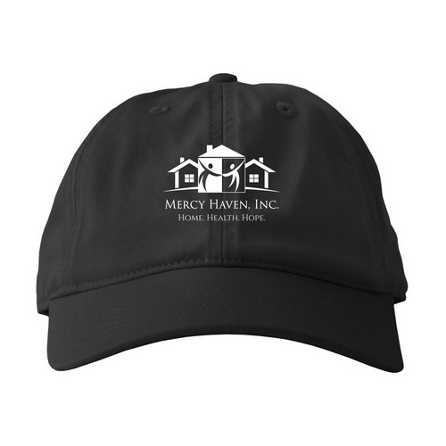 The Mercy Cap, a Black Printed Eco Baseball Cap