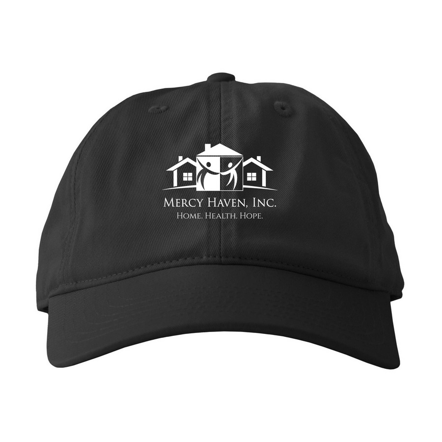 The Mercy Cap, a Black Printed Eco Baseball Cap