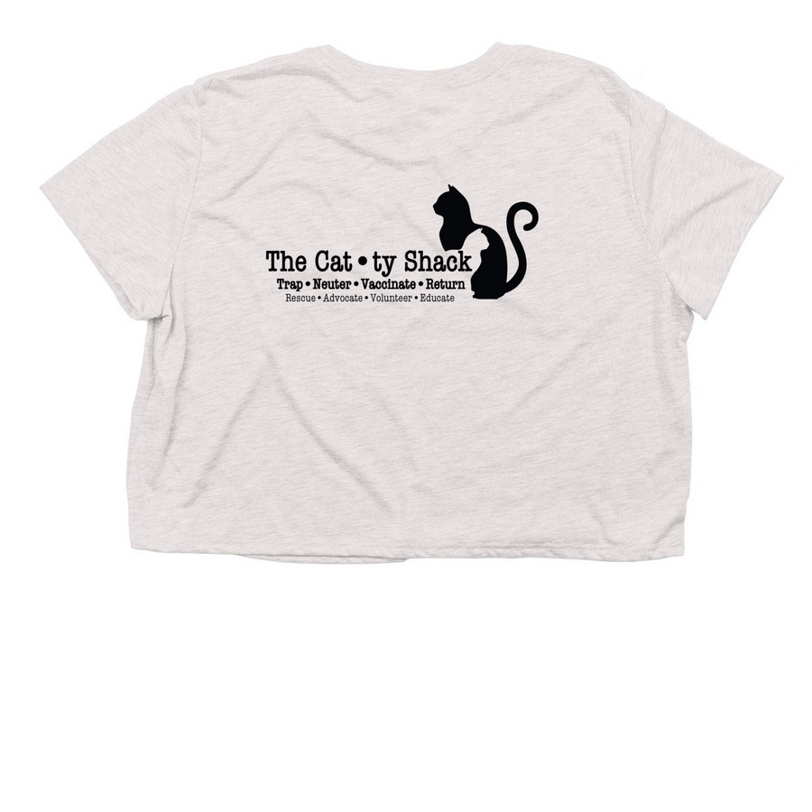 The Catty Shack&nbsp;, a Heather Dust Women?s Flowy Cropped Tee (back-view)