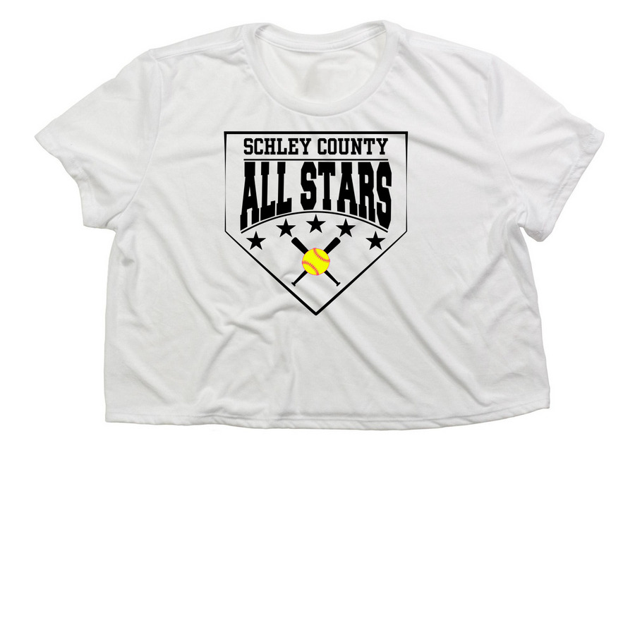 SC 10u All Stars Home Light / Pink, a White Women?s Flowy Cropped Tee