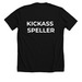 KICKASS Speller T-Shirt, a Solid Black Blend Premium Unisex Tee (back-view)