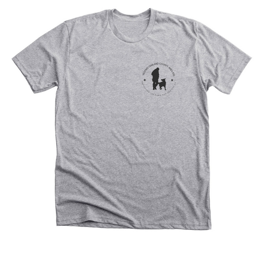 Vesting Oakland County Area K9s: K9 Cache, a Athletic Heather Premium Unisex Tee