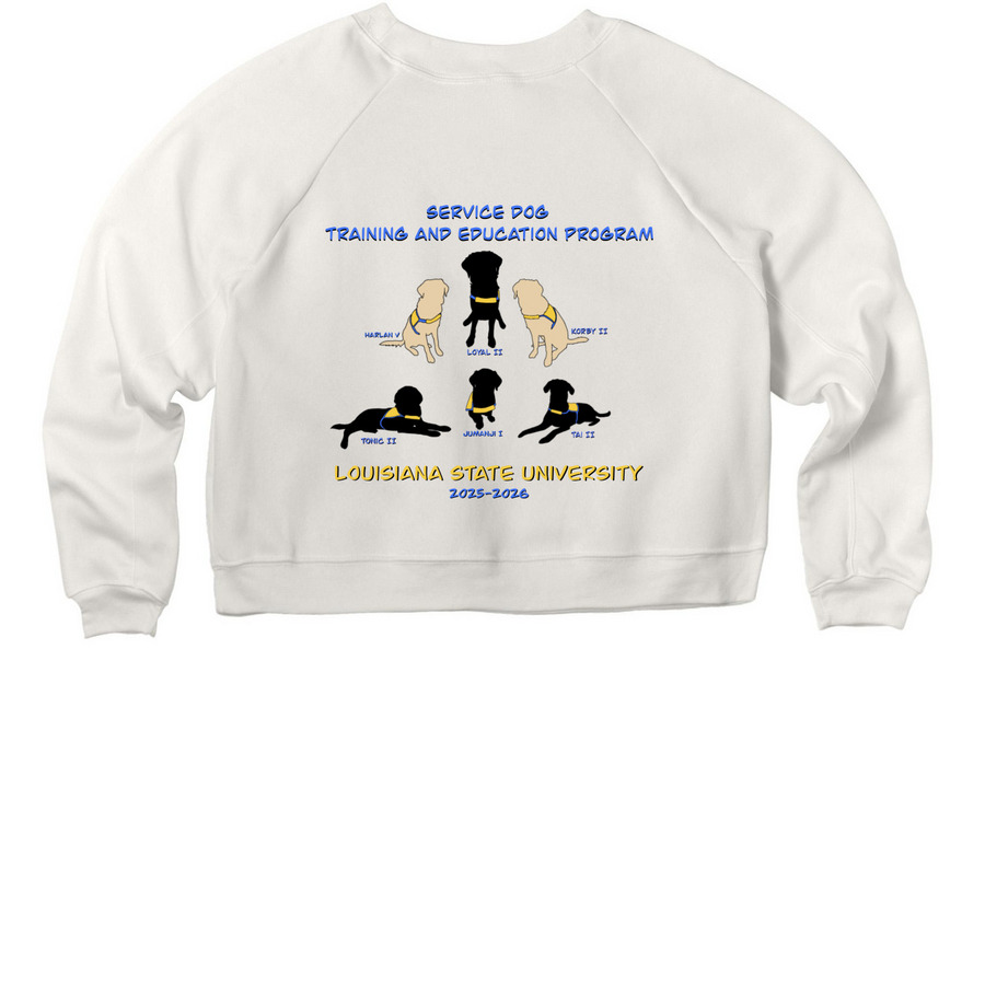 STEP@LSU 25-26 Merch, a Vintage White Women's Premium Cropped Raglan Sweatshirt (back-view)