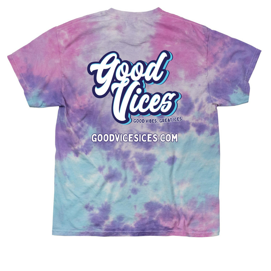 Good Vices T-Shirt, a Cotton Candy Classic Tie Dye Tee (back-view)